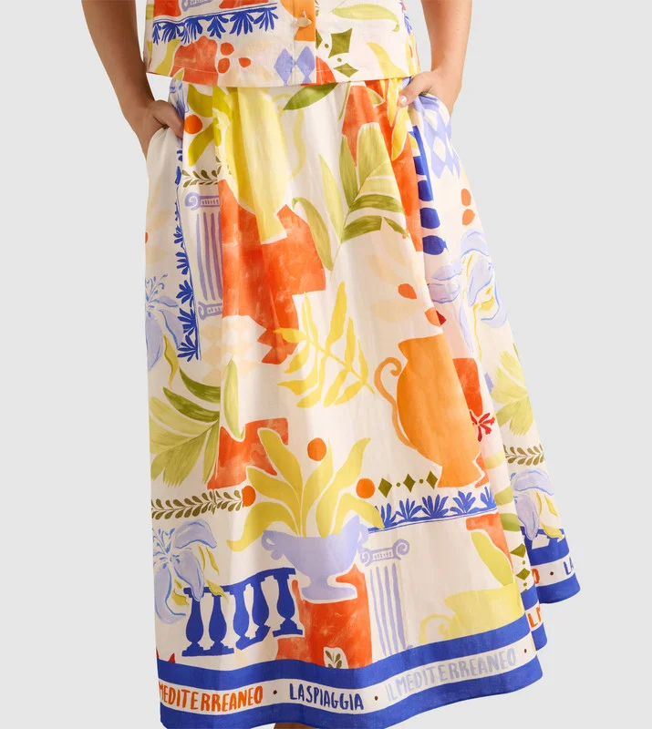 forever new  PERLA Printed Midi Skirt for Women | Best Price UAE